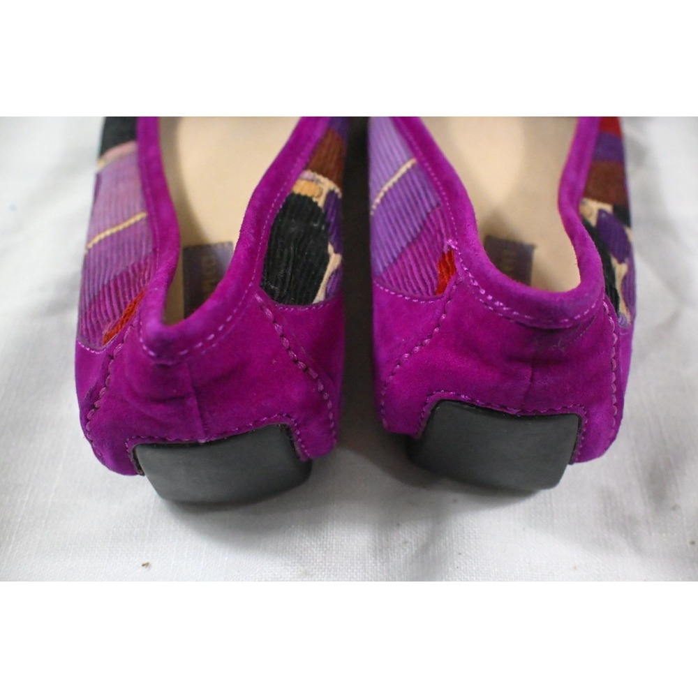 Emilio Pucci Purple Magenta Suede Geometric Print Driving Loafers Buckle Flats S - Picture 12 of 12